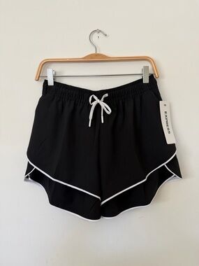 Express Black Athletic Layered Shorts with White Trim